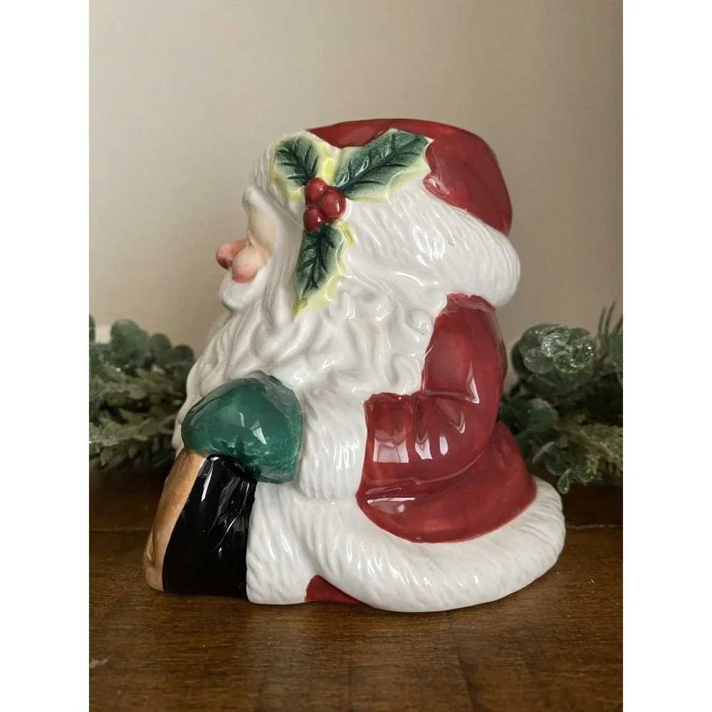 2001‎ Fitz & Floyd Candy Lane Santa Candle Cup Christmas Holiday